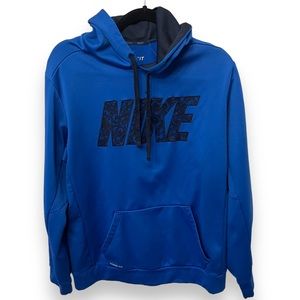 Nike Mens KO Block Therma Fit Hoodie Sweatshirt Camo Logo Blue Black Size Large